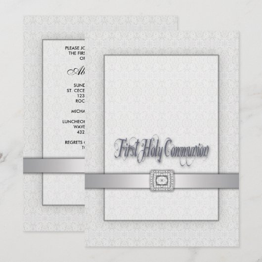 White Lace Girls First Commune Kaart (Voorkant / Achterkant)