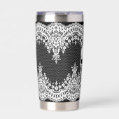 White Lace Gothic Skull Geïsoleerde Drinkbeker (Voorkant)
