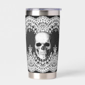 White Lace Gothic Skull Geïsoleerde Drinkbeker (Links)