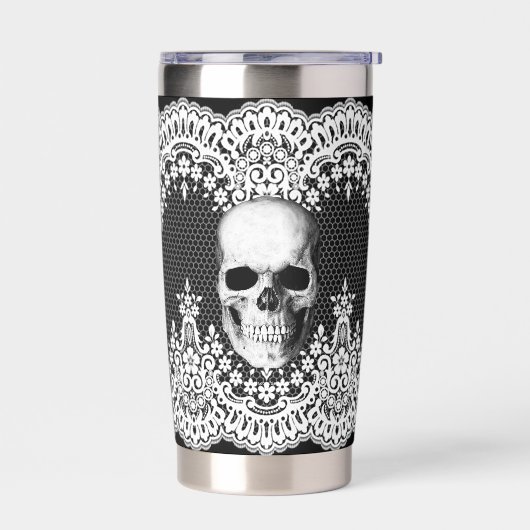 White Lace Gothic Skull Geïsoleerde Drinkbeker (Links)