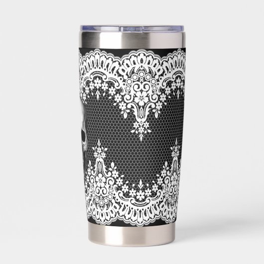 White Lace Gothic Skull Geïsoleerde Drinkbeker (Achterkant)