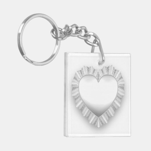 White Lace Heart  Sleutelhanger (Voorkant Links)