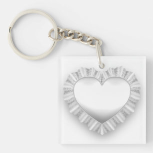 White Lace Heart  Sleutelhanger