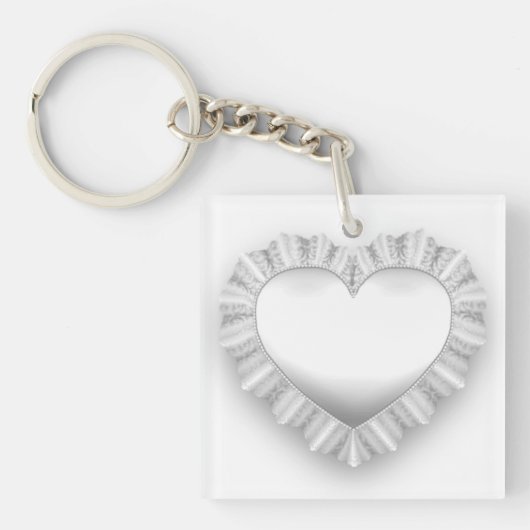 White Lace Heart  Sleutelhanger (Voorkant)