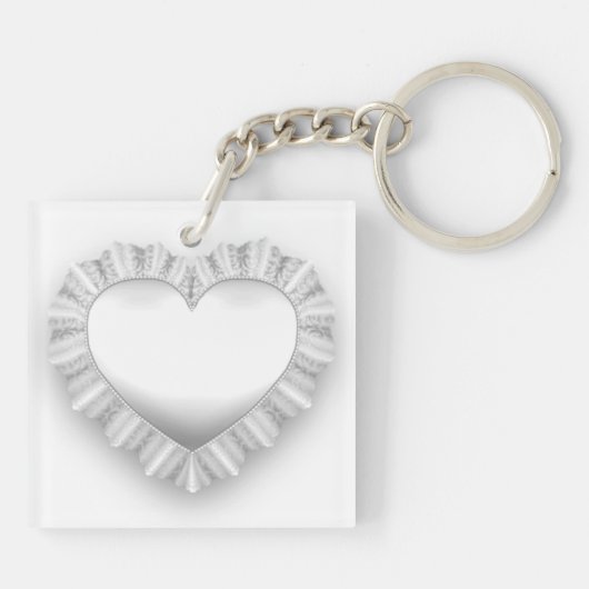 White Lace Heart Sleutelhanger (Achterkant)