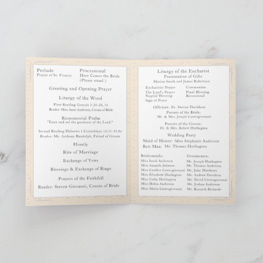  White Lace Katholiek huwelijksprogramma Programma (Binnen)