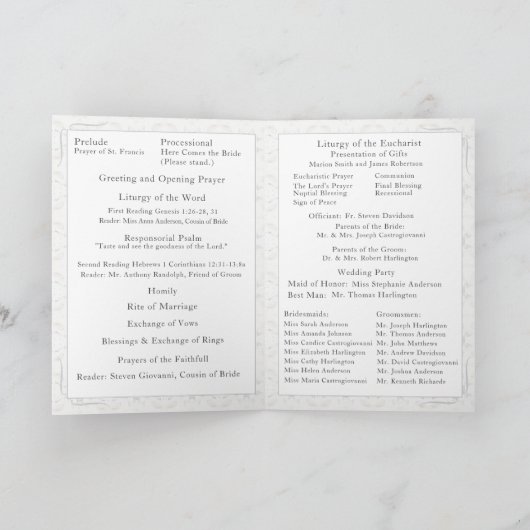 White Lace Katholiek huwelijksprogramma Programma (Binnen)