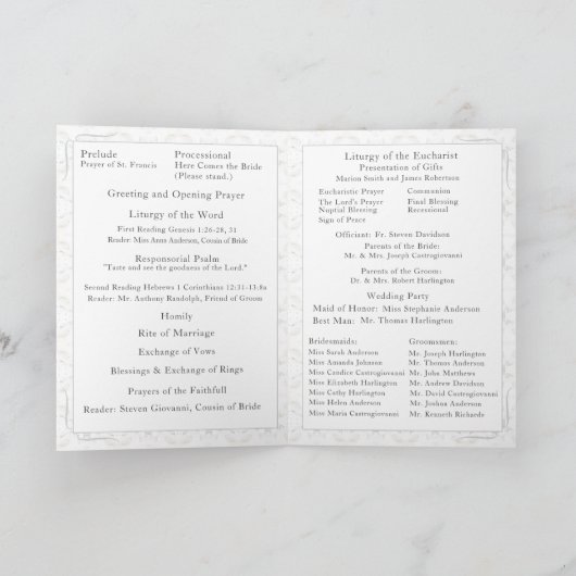 White Lace Katholiek huwelijksprogramma Programma (Binnen)