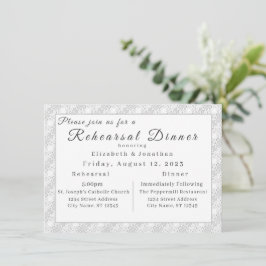 White Lace katholieke monogrammed Invitation Kaart