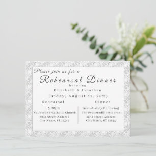 White Lace katholieke monogrammed Invitation Kaart