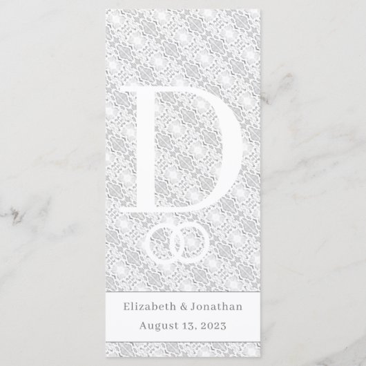White Lace katholieke monogrammed Menu (Achterkant)