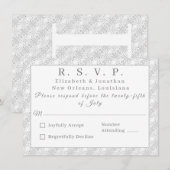 White Lace katholieke monogrammed-reactiekaart (Voorkant / Achterkant)