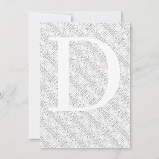 White Lace katholieke monogrammed-reactiekaart (Achterkant)