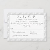 White Lace katholieke monogrammed-reactiekaart (Voorkant)