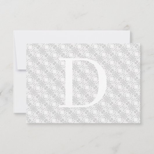 White Lace katholieke monogrammed-reactiekaart (Achterkant)