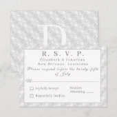 White Lace katholieke monogrammed-reactiekaart (Voorkant / Achterkant)