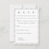 White Lace katholieke monogrammed-reactiekaart RSVP Kaartje (Voorkant)