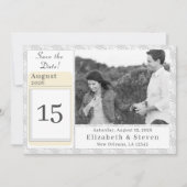 White Lace katholieke monogrammed Save The Date (Voorkant)