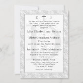 White Lace katholieke monogrammed Wedding Invitati Kaart (Voorkant)