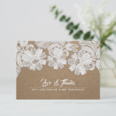 White Lace | Kraft Paper Weddenschap Bedankt kaart (Staand voorkant)