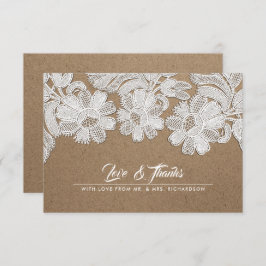 White Lace | Kraft Paper Weddenschap Bedankt kaart