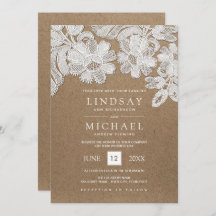 White Lace | Kraft Paper Wedding-uitnodigingen