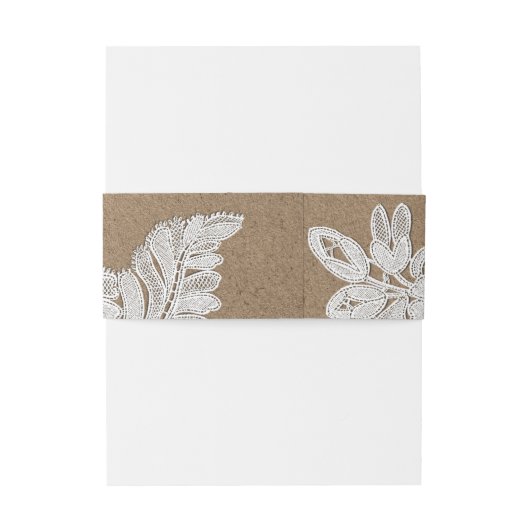 White Lace | Kraft Paper Wedding Uitnodigingen Wikkel (Achterkant Voorbeeld)