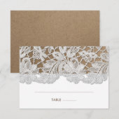 White Lace | Kraft Paper Wedtable Place Cards Kaart (Voorkant / Achterkant)