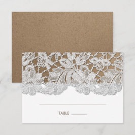 White Lace | Kraft Paper Wedtable Place Cards Kaart