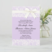 White Lace Lila Paars Wedding Invitation Kaart (Staand voorkant)