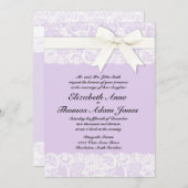 White Lace Lila Paars Wedding Invitation Kaart (Voorkant / Achterkant)