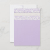 White Lace Lila Paars Wedding Invitation RSVP Kaartje (Achterkant)