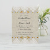 White Lace Linen  Bridal Shower Invitation Kaart (Staand voorkant)