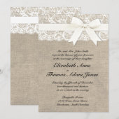White Lace look Rustic Burlap Wedding Invitation Kaart (Voorkant / Achterkant)