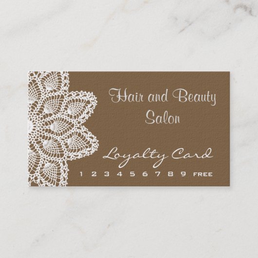 White Lace Loyalty Card-haar en schoonheidssalon (Voorkant)