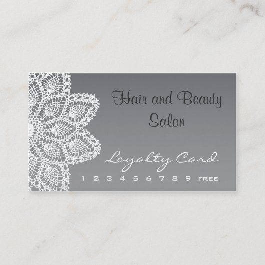 White Lace Loyalty Card — haar en schoonheidssalon (Voorkant)