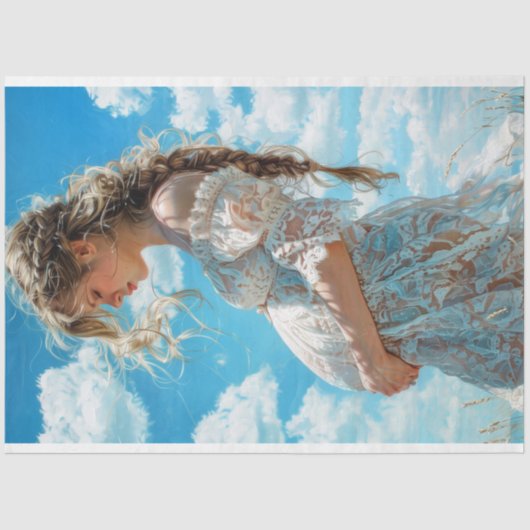 White Lace Maternity Vrijgezellenfeest Découpage Tissuepapier (Voorkant)