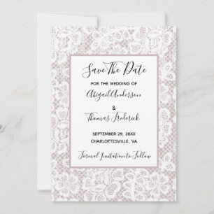 White Lace Mauve Dusty Roos Roze sparen de Datum Save The Date