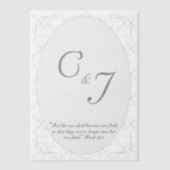 White Lace Monogram & Bijbelvers Overlay Vellum Uitnodigingen (Voorkant)