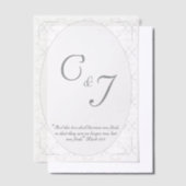 White Lace Monogram & Bijbelvers Overlay Vellum Uitnodigingen (Offset)