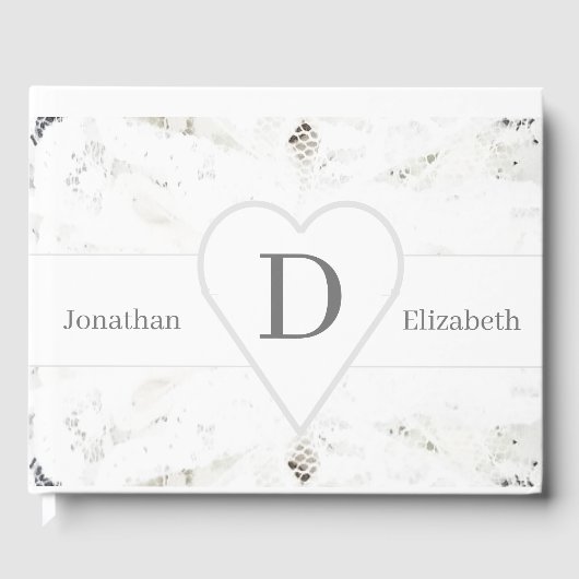 White Lace Monogrammed Guest Book Gastenboek (Voorkant)