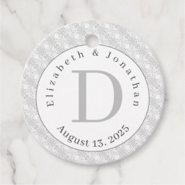 White Lace Monogrammed Wedding Bedankjes Labels