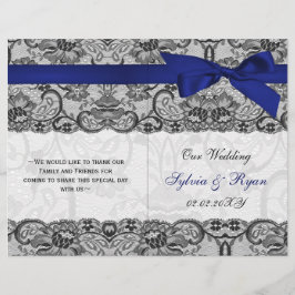 White lace, n blue ribbon book vouwprogramma Wedde