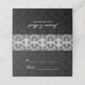 White Lace on Black Damask Plaatskaartje (Buitenkant ongevouwen)