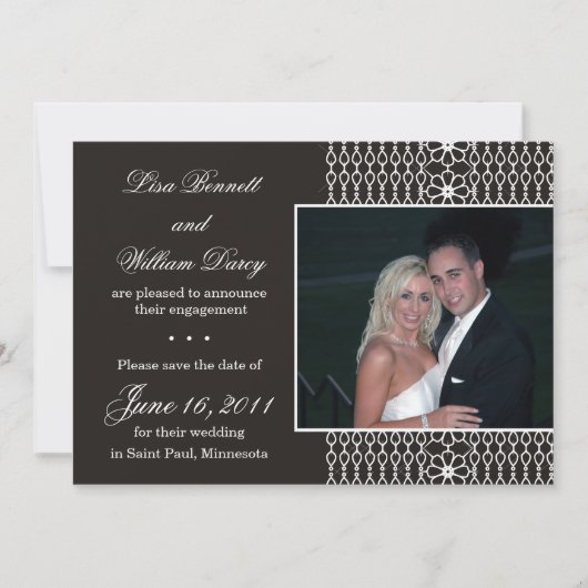 White Lace on Black - Save the Date nodigt uit tot Kaart (Voorkant)