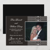 White Lace on Black - Save the Date nodigt uit tot Kaart (Voorkant / Achterkant)