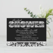 White Lace on Black Vrijgezellenfeest Party Kaart (Staand voorkant)