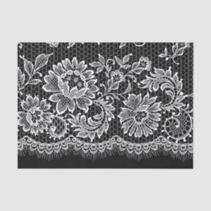 White Lace on Black - Weefselpapier Tissuepapier
