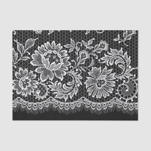 White Lace on Black - Weefselpapier Tissuepapier (Voorkant)