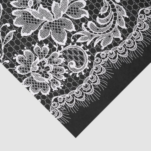 White Lace on Black - Weefselpapier Tissuepapier (Detail)